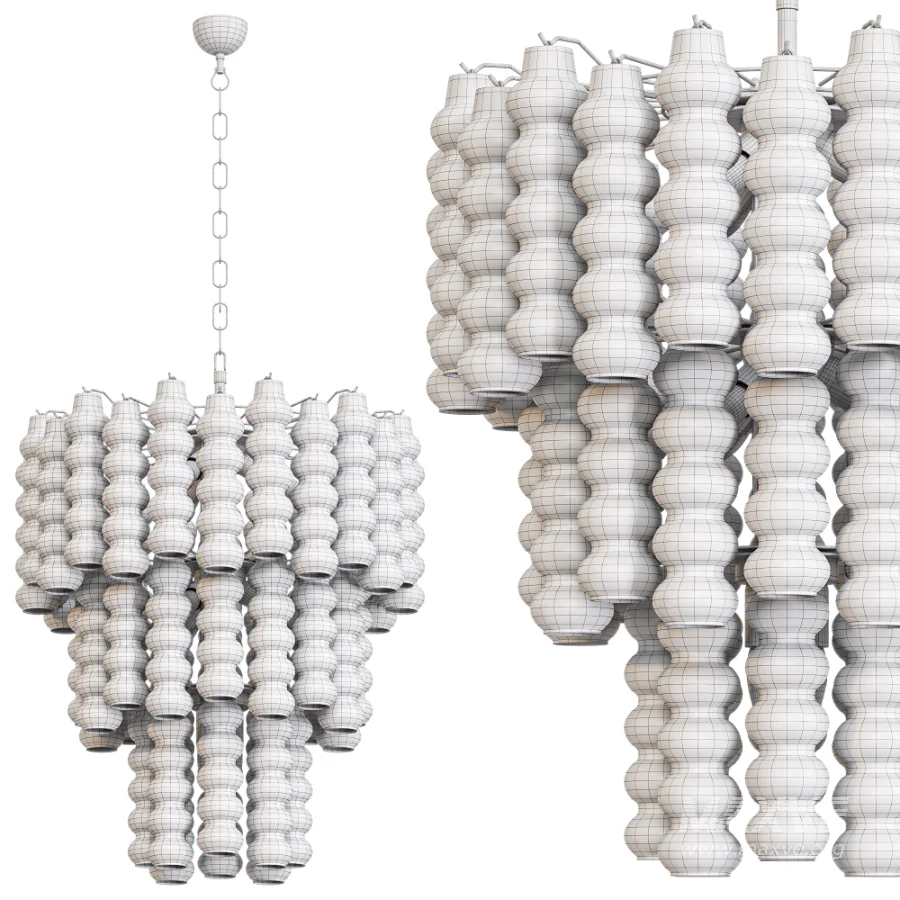 Murano Chandelier Curva Rosa 48 Tubes - Image 7