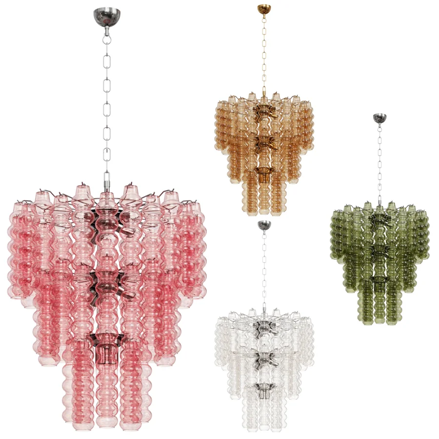Murano Chandelier Curva Rosa 48 Tubes - Image 1