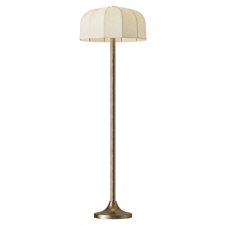 FareDecor Ottino Aged Brass Linen Fabric Floor Lamp - Image 2