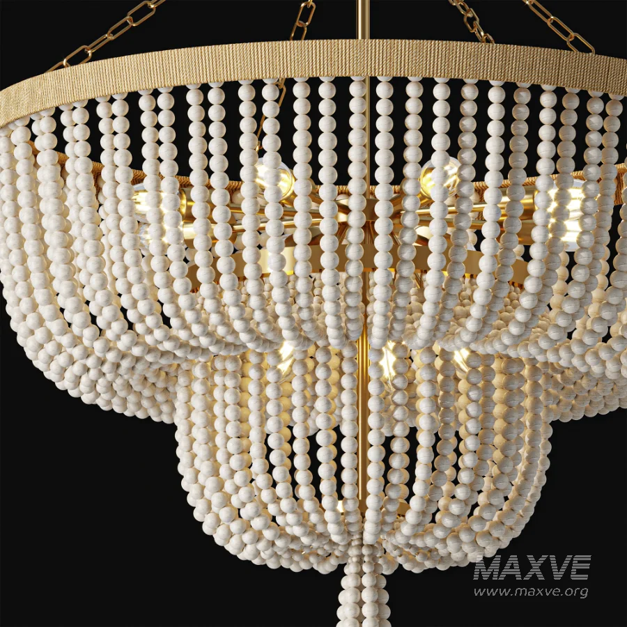Regina Andrew Cameron White Rattan Chandelier - Image 3