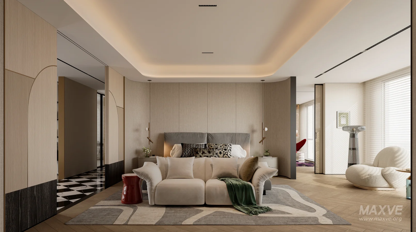 Modern master bedroom dressing room and work room - Image 5