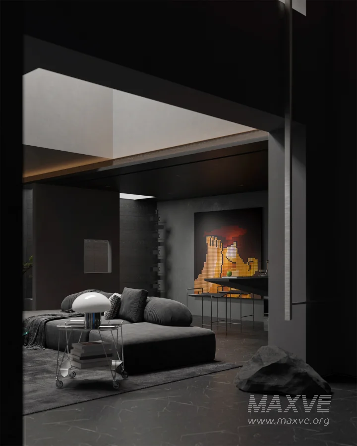 Modern Dark Villa Living Room - Image 12