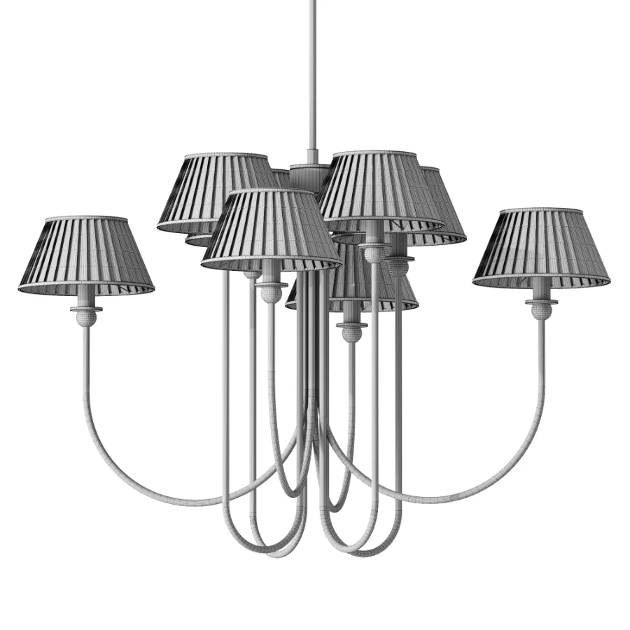 Nine Lighting Ruchee Brass Fabric Chandelier - Image 3