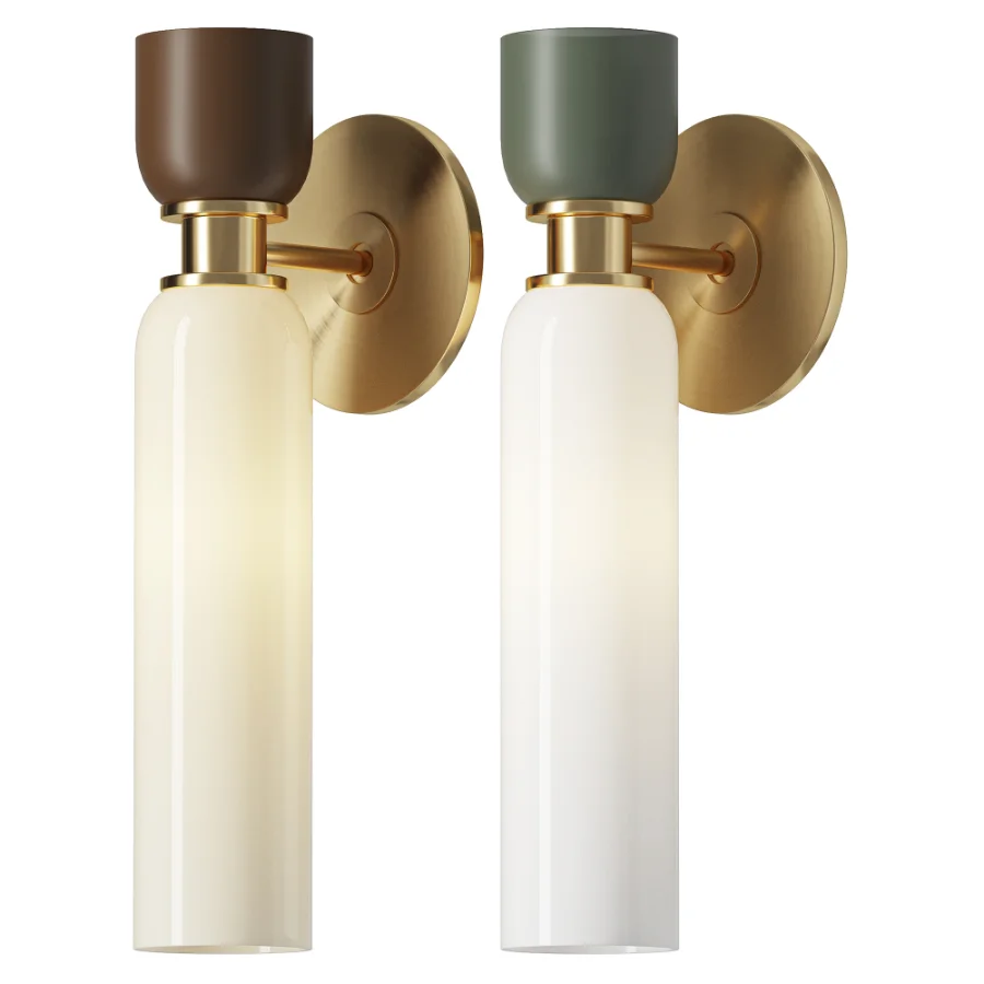 SkLO Union Frosted Glass Brass Sconce - Image 1