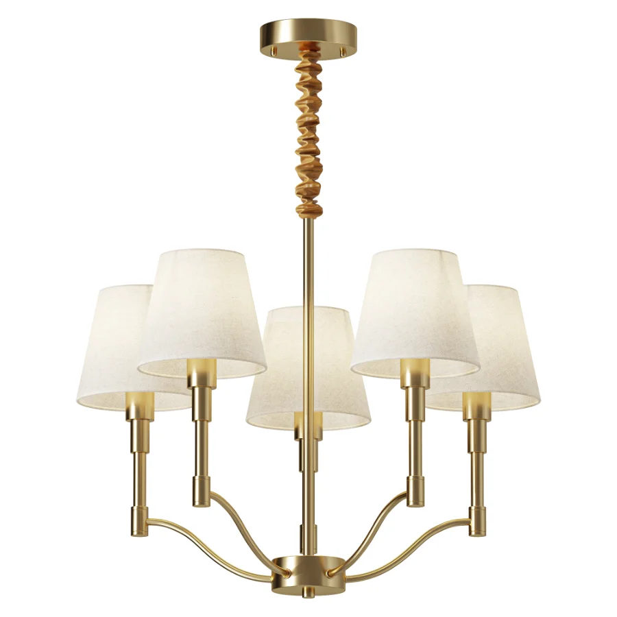 Meridian Mid Century Brass Chandelier 5 heads - Image 1