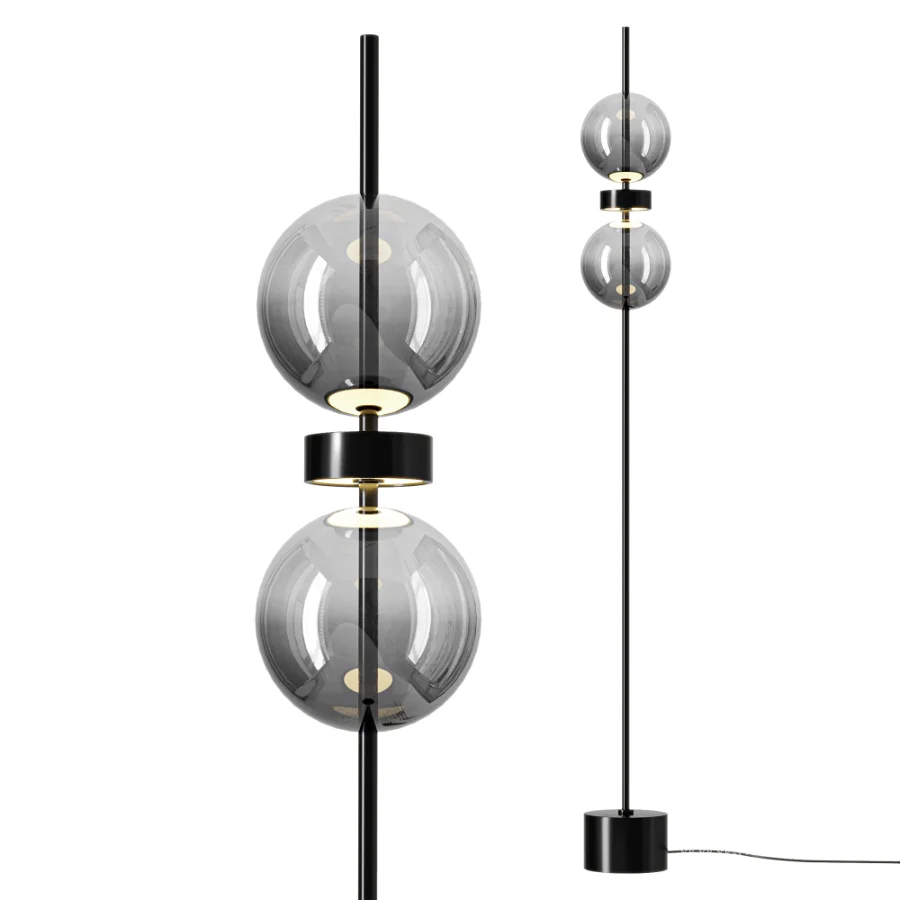 Maytoni Double Moon Black Glass LED Floor Lamp - Image 1