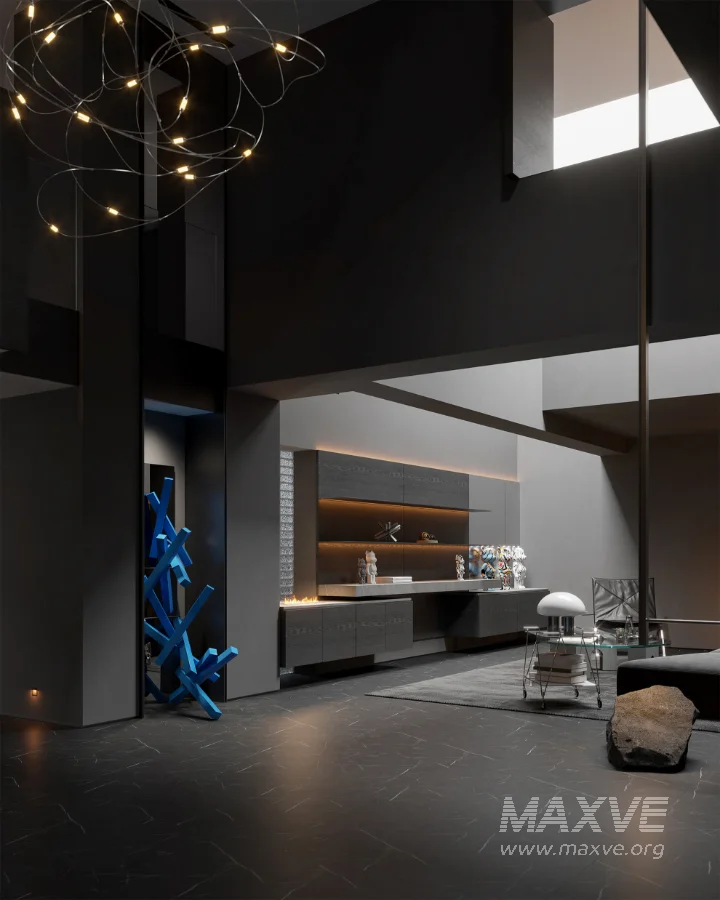 Modern Dark Villa Living Room - Image 10