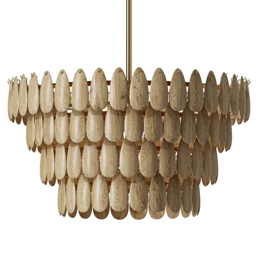 Capital Ravi Brass Wood Tiered Pendant - Image 1