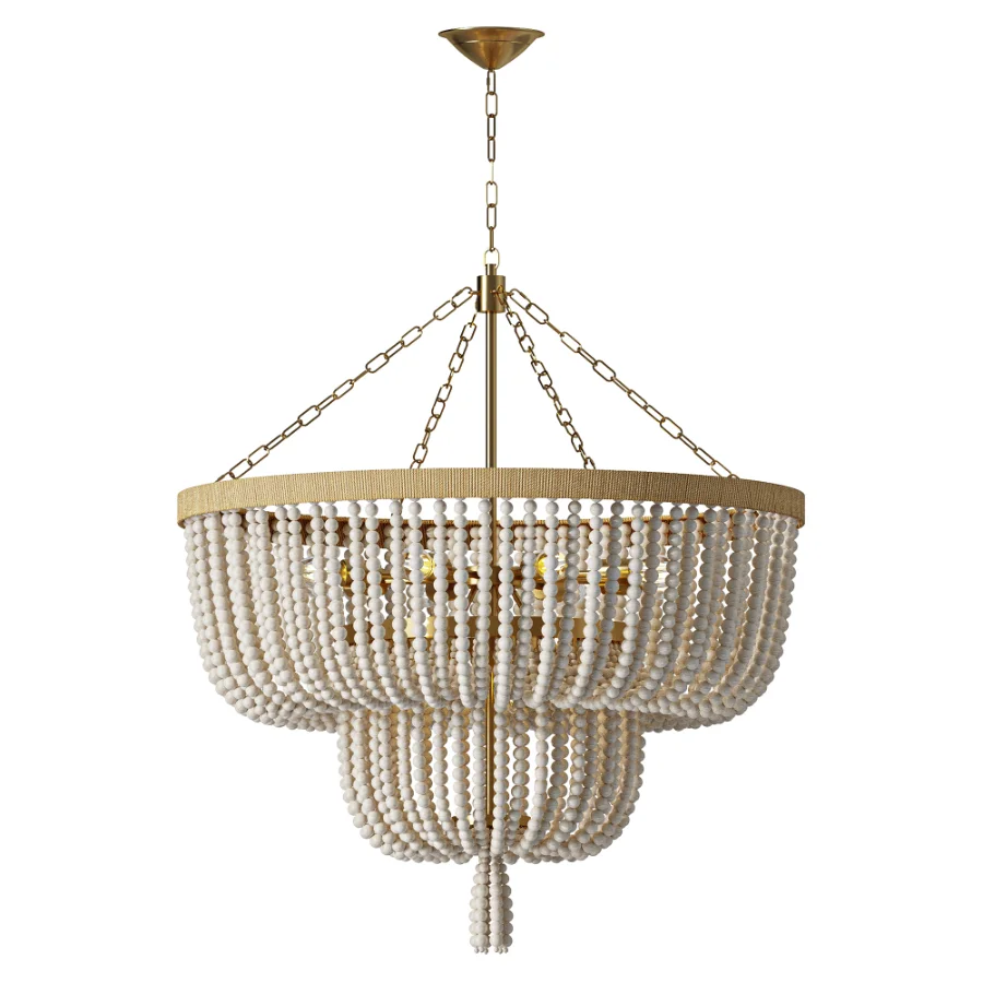 Regina Andrew Cameron White Rattan Chandelier - Image 2
