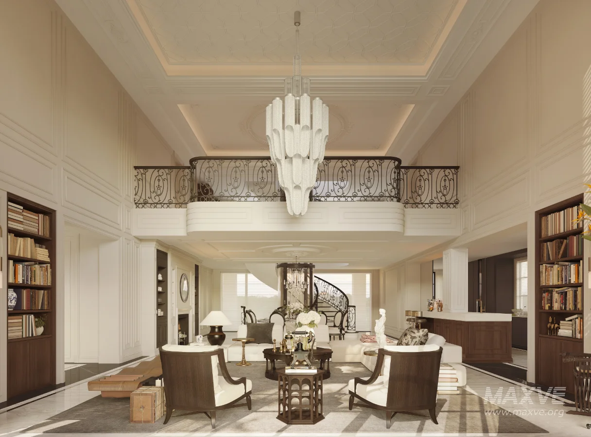 Luxury villa living room and dining room hallway - Image 1