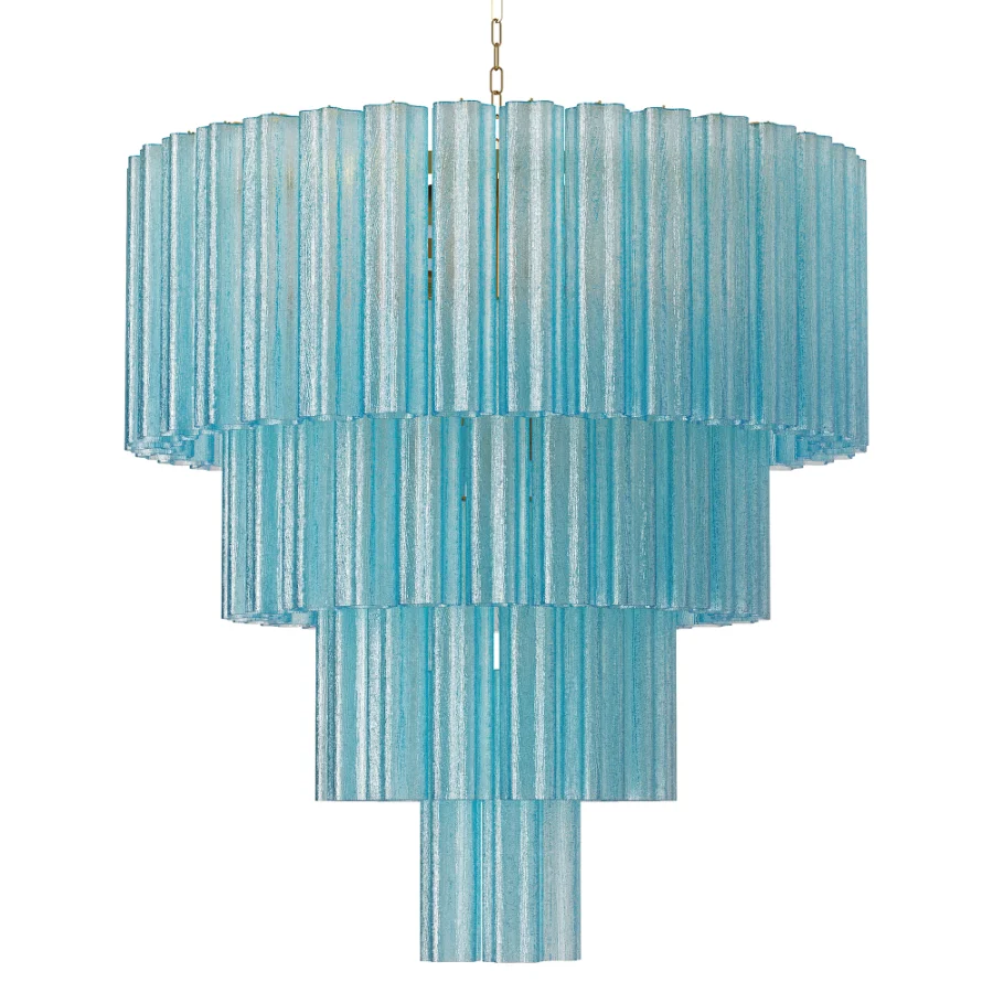 Turquoise Murano Glass Chandelier 1980s - Image 2