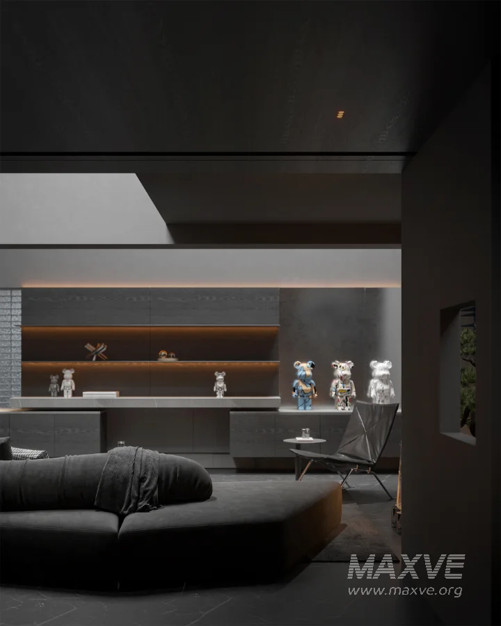 Modern Dark Villa Living Room - Image 15