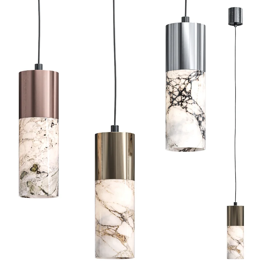 Lind LED Pendant Light in Matt Brass and Alabaster - Image 2