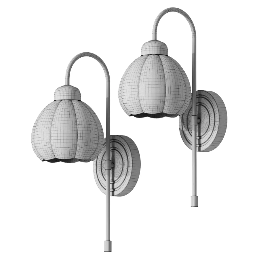 Long Brass Flower Glass Wall Sconce - Image 4