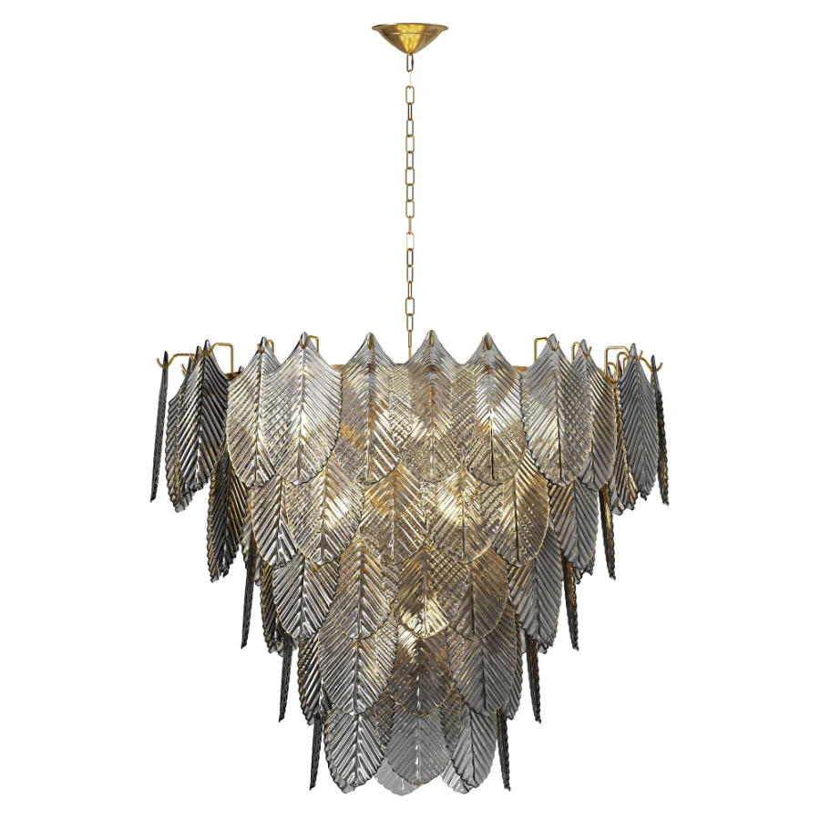 Eichholtz Verbier Brass Smoke Glass Chandelier - Image 2