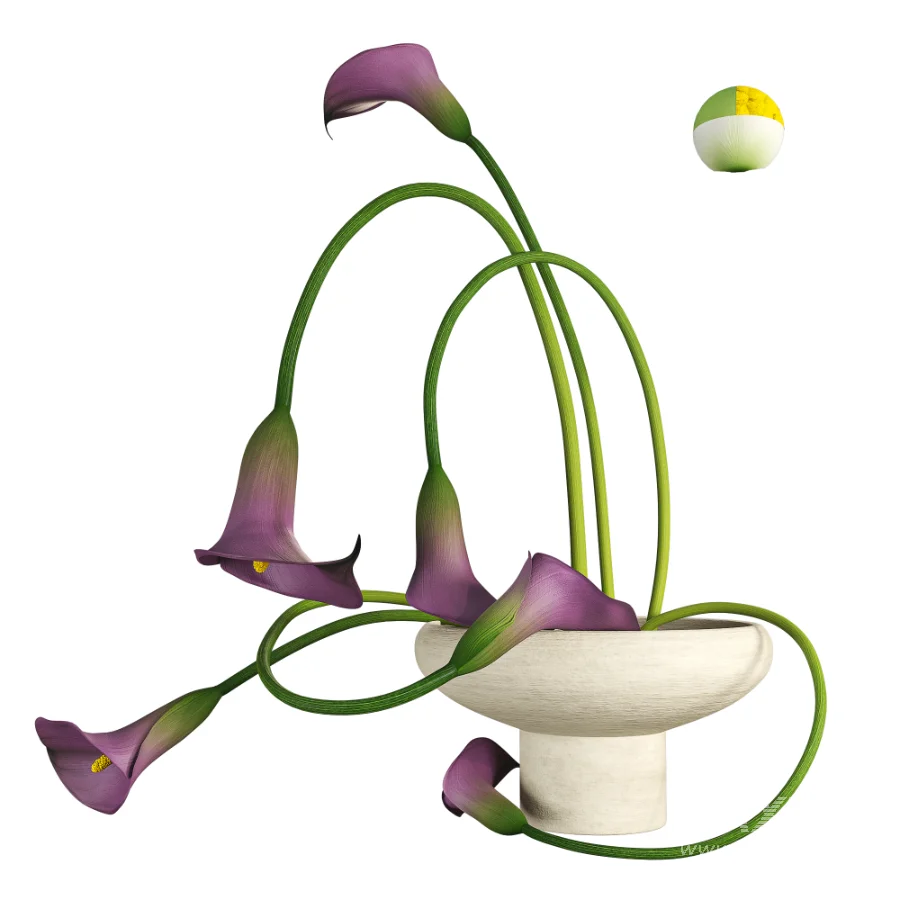 Modern Ikebana Calla Lily Arrangement Bouquet - Image 1