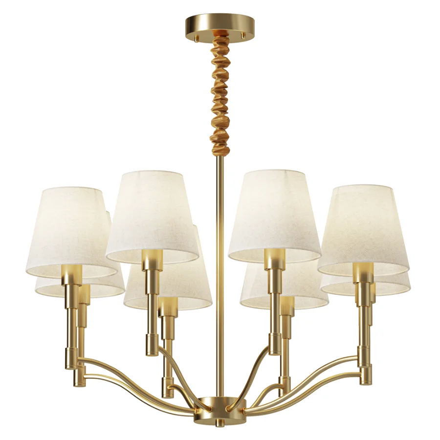 Meridian Mid Century Brass Chandelier 8 heads - Image 1