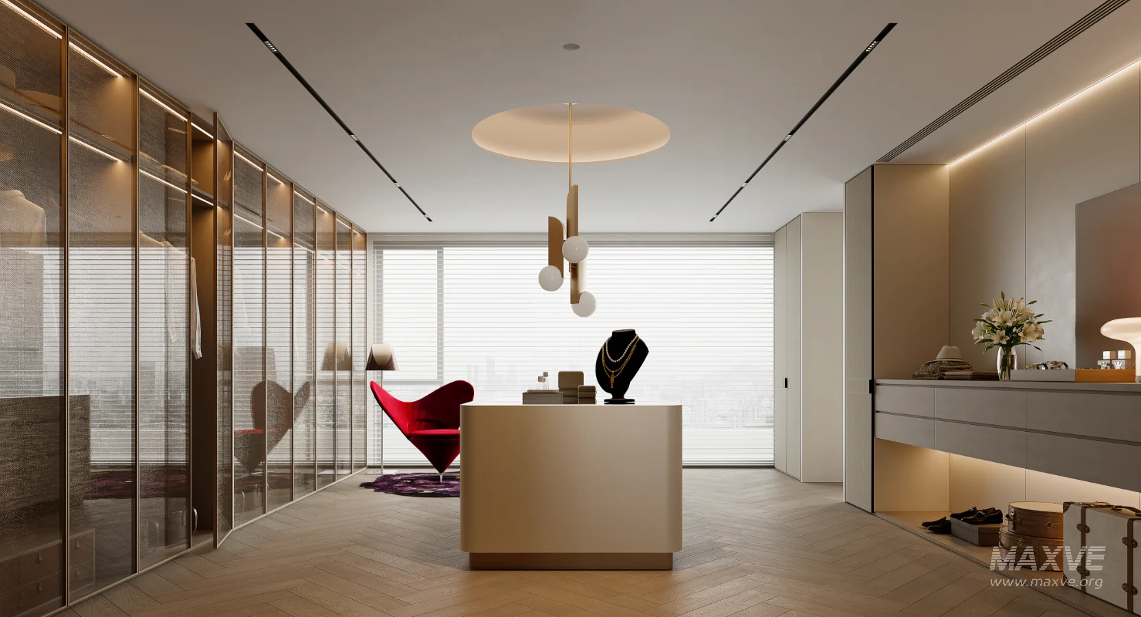 Modern master bedroom dressing room and work room - Image 1