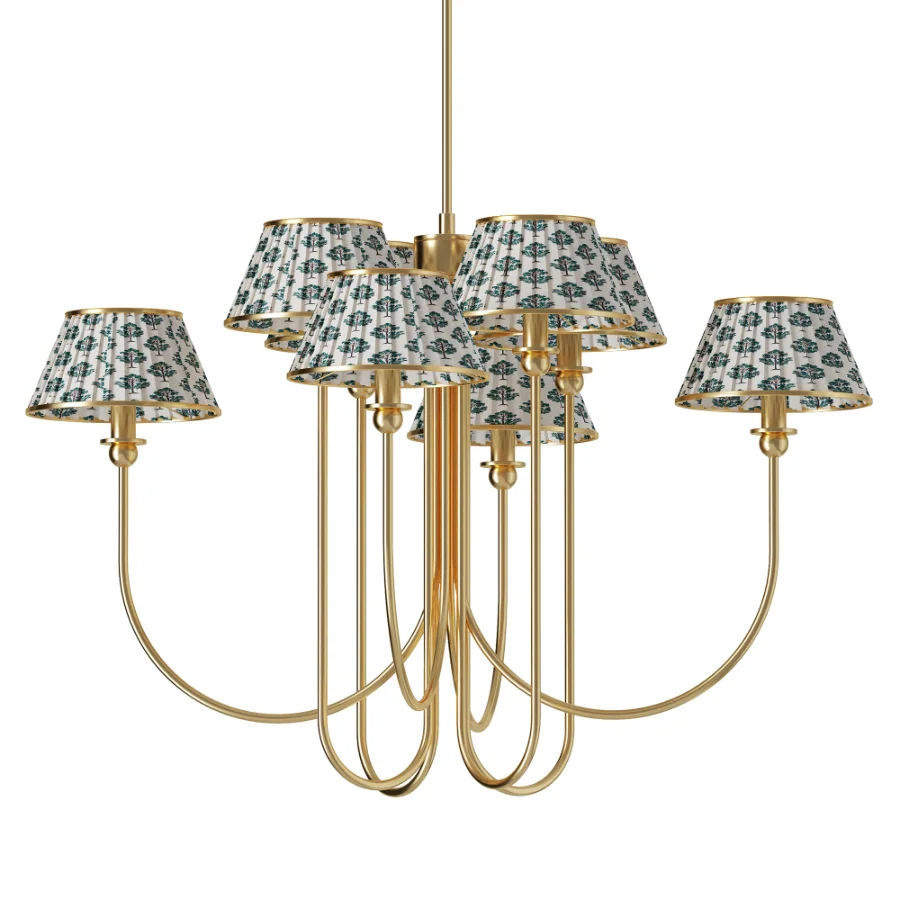 Nine Lighting Ruchee Brass Fabric Chandelier - Image 2