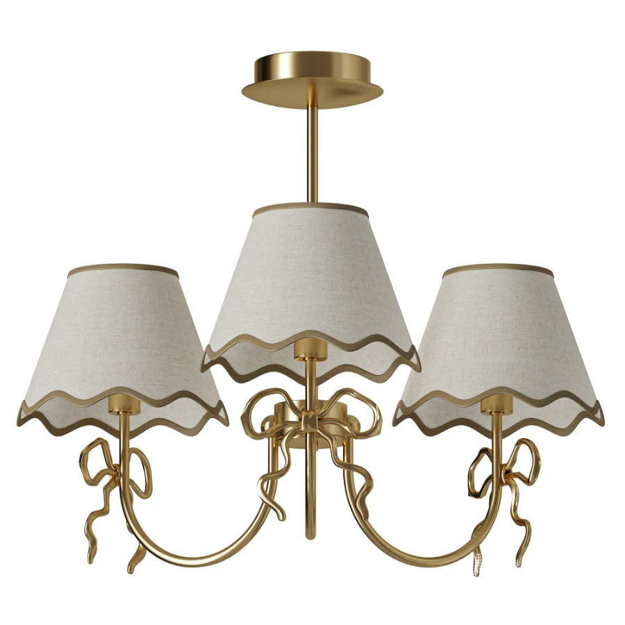 Serynthis Vintage Tapered Fabric Brass Bow Ceiling Light - Image 2