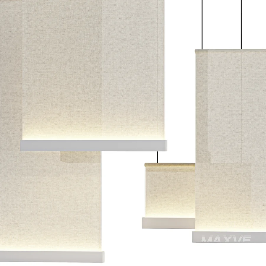 Square Fabric Linear Pendant - Image 2