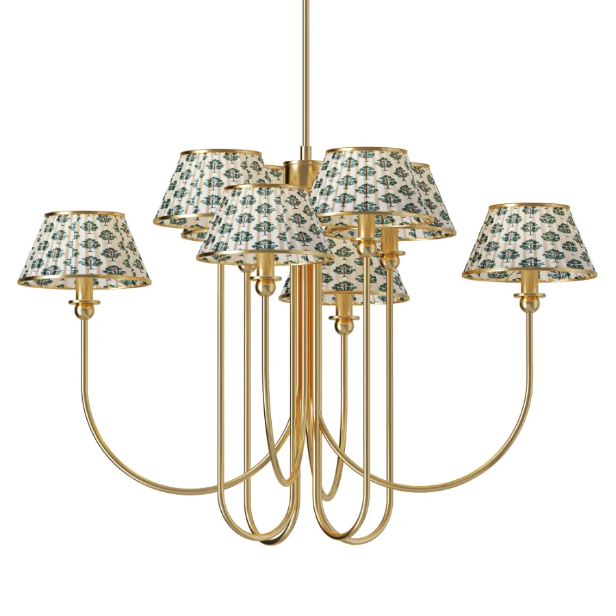 Nine Lighting Ruchee Brass Fabric Chandelier - Image 1