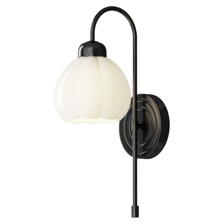 Long Brass Flower Glass Wall Sconce - Image 3