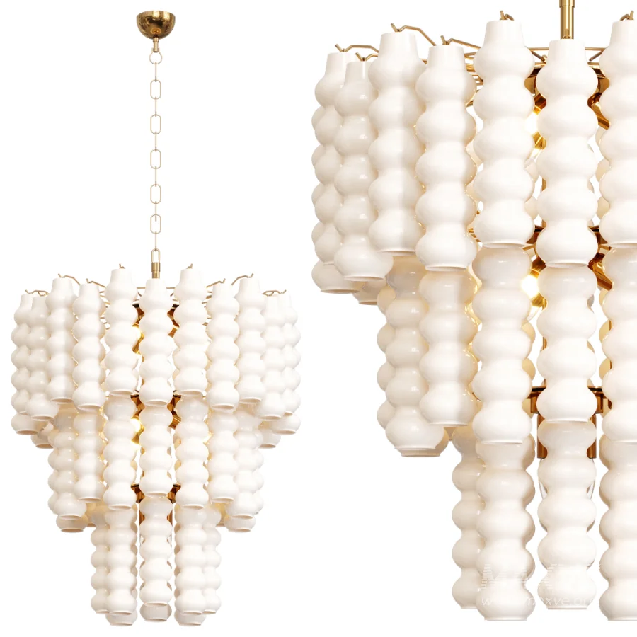 Murano Chandelier Curva Rosa 48 Tubes - Image 3