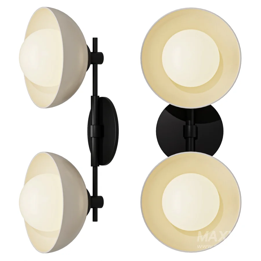 Dixon Double Brass Hemisphere Wall Sconce - Image 1