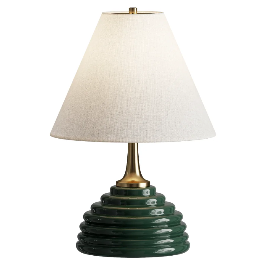 Uttermost McKay Green Brass Fabric Table Lamp - Image 1