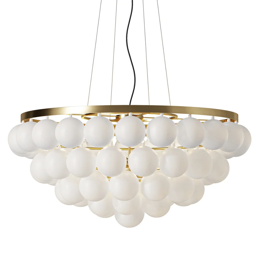 Cloudia Frosted Glass Brass Chandelier 5 Light - Image 1