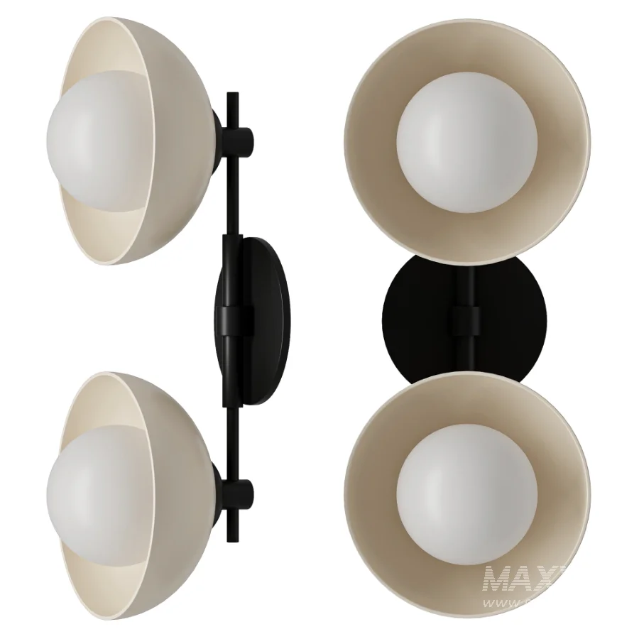 Dixon Double Brass Hemisphere Wall Sconce - Image 3
