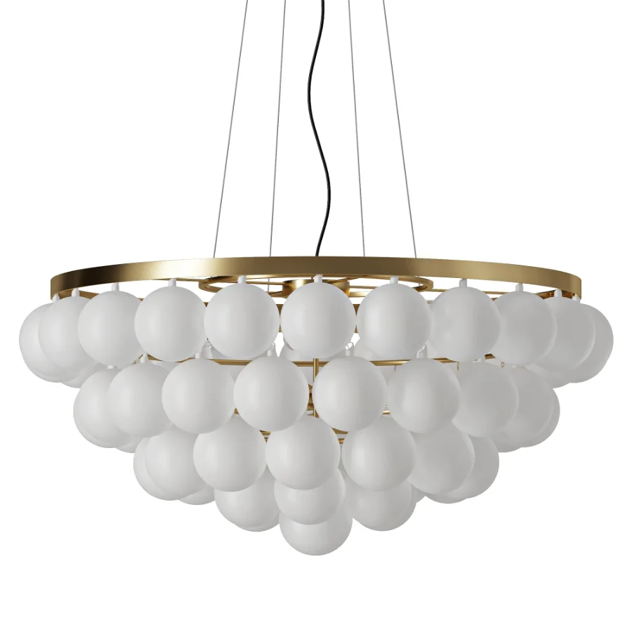 Cloudia Frosted Glass Brass Chandelier 5 Light - Image 3