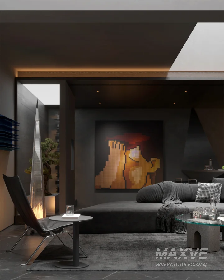 Modern Dark Villa Living Room - Image 13
