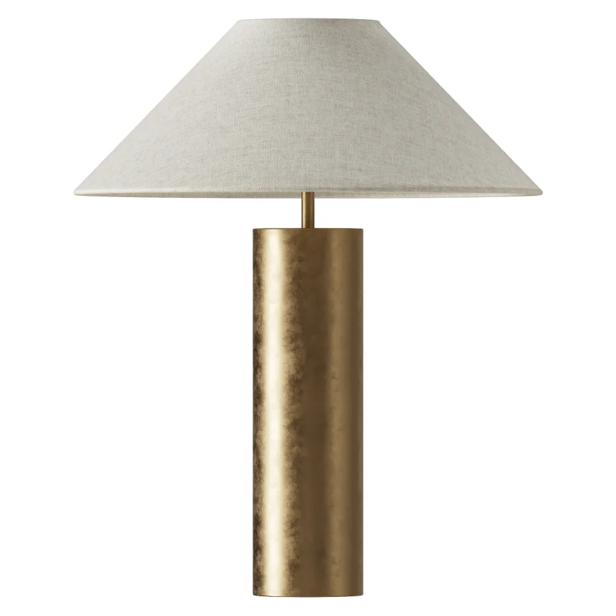FareDecor Bleeker Aged Brass Linen Fabric Table Lamp - Image 2