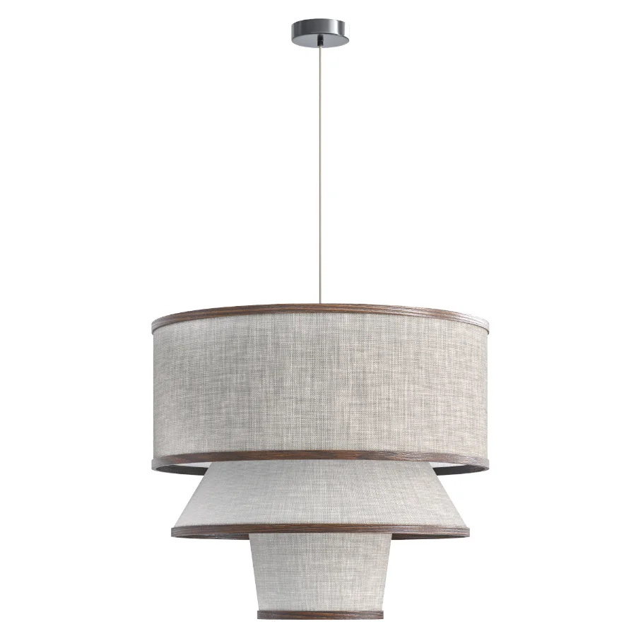 Bruna Walnut Wood and Linen Pendant Light - Image 4
