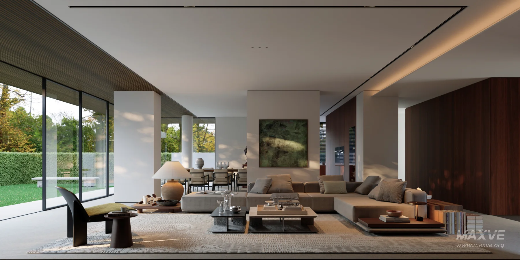 Modern courtyard living room and dining room - Image 2