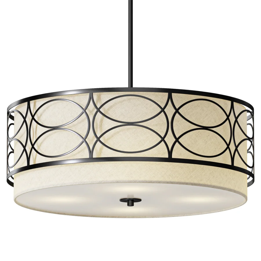 Wrought Studio Black Fabric Drum Chandelier 4 Light - Image 1