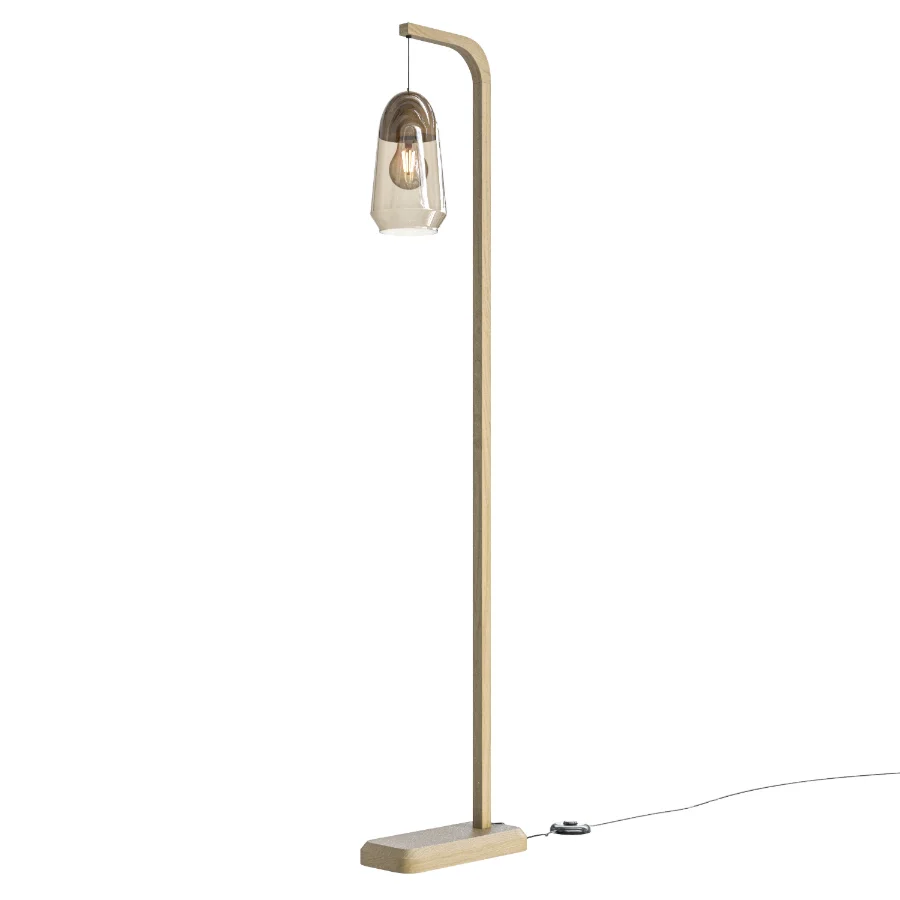 Nasoa glass and wood floor lamp - Image 2