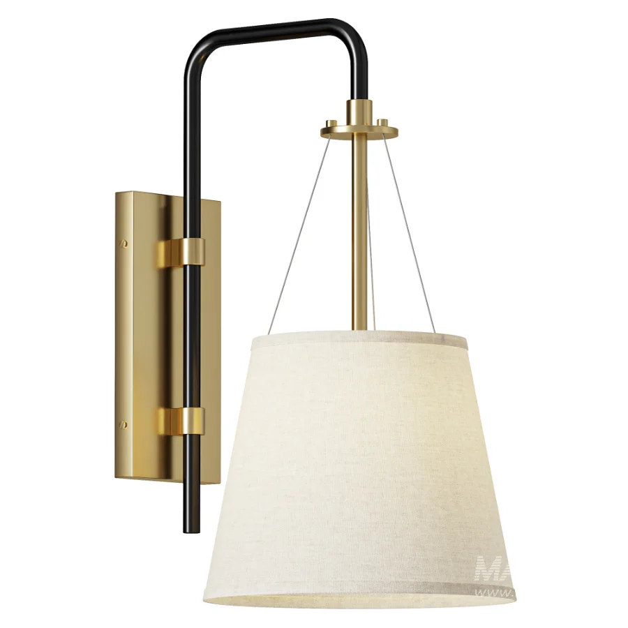 Possini Euro Crysta Brass Linen Wall Sconce - Image 1