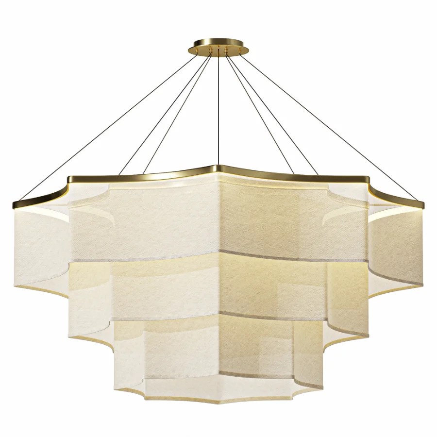 Golden Fabric Textured Chandelier - Image 1