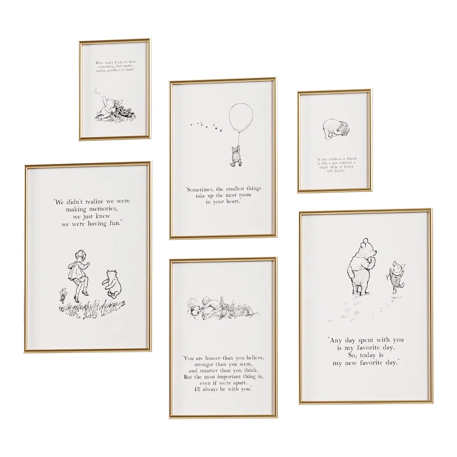 Classic Winnie the Pooh Nursery Wall Art Set of 6 Quote Print - Image 2