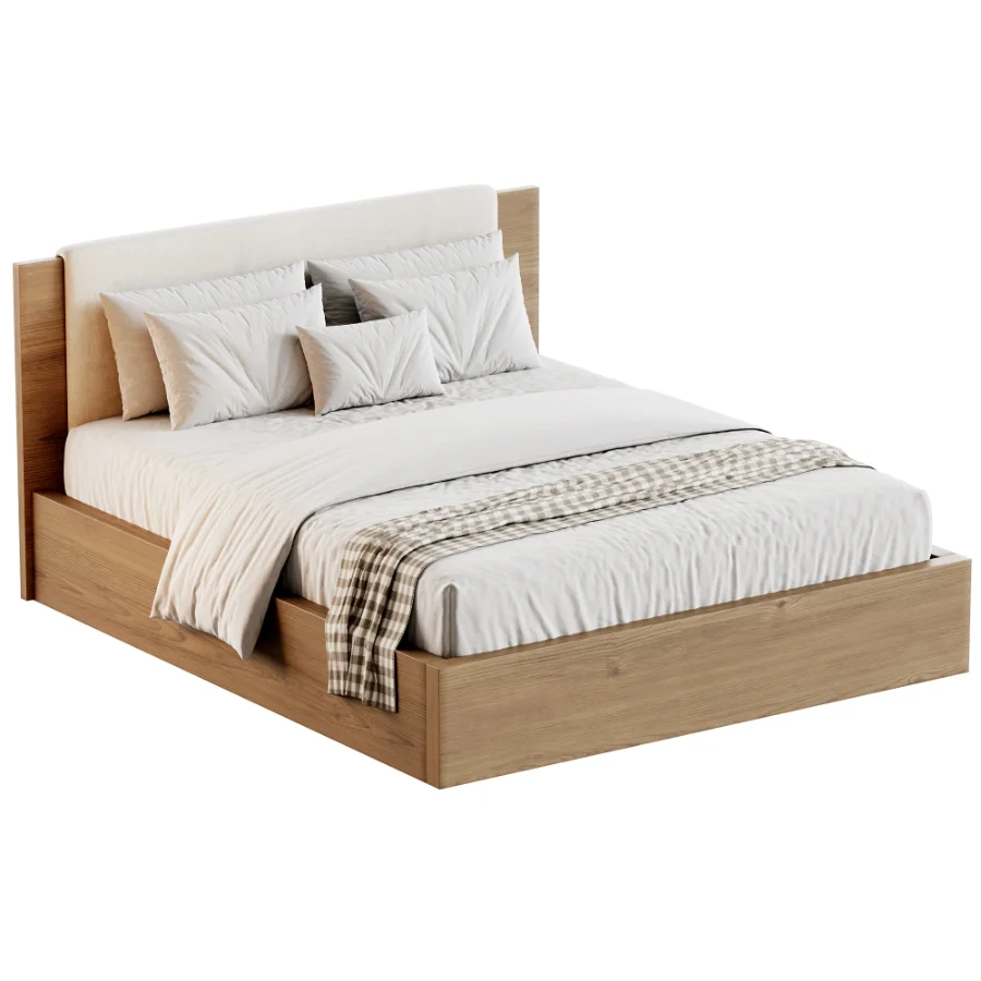 Berkely Wood Upholstered Bed - Image 1
