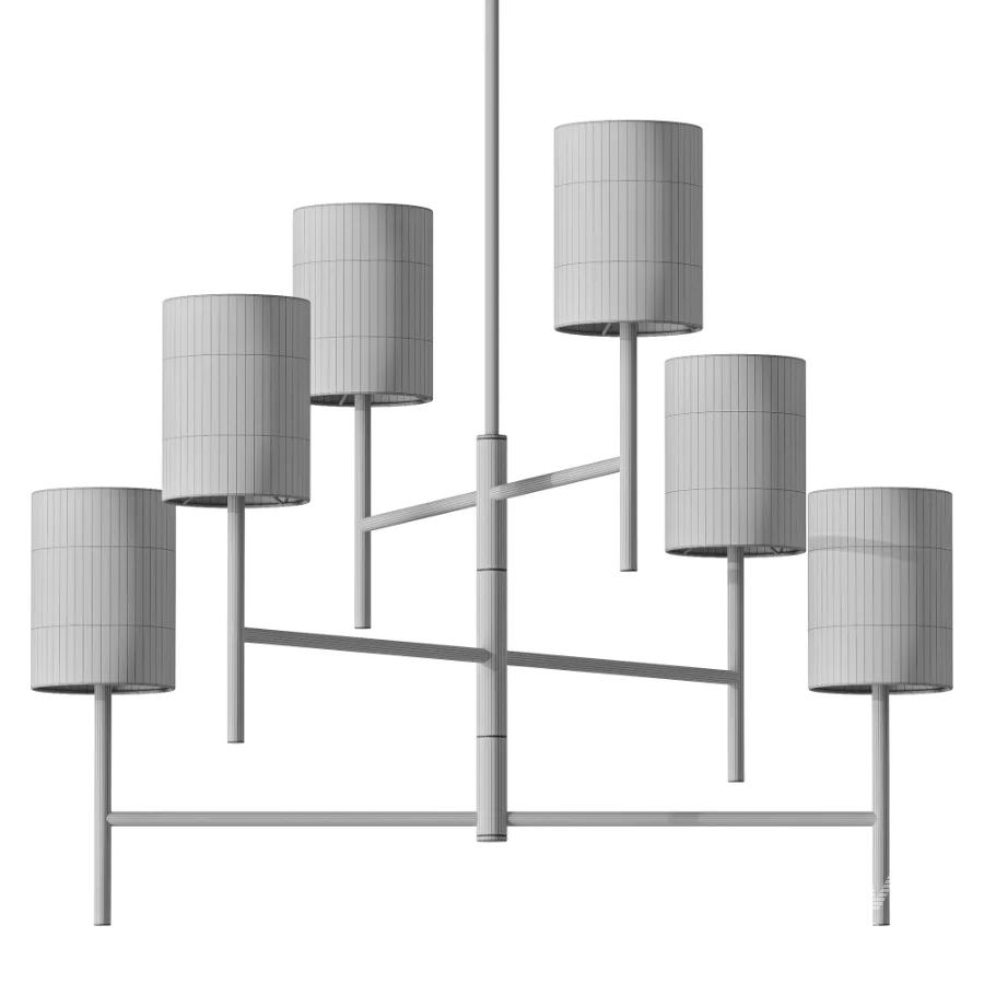 Barbara Barry Key Linen Drum Chandelier 6 Light - Image 3
