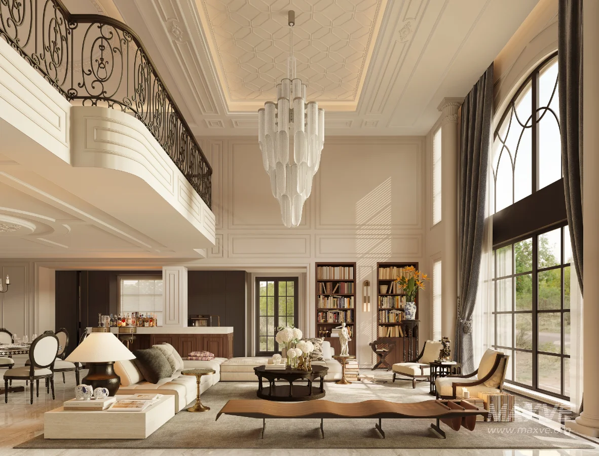 Luxury villa living room and dining room hallway - Image 3