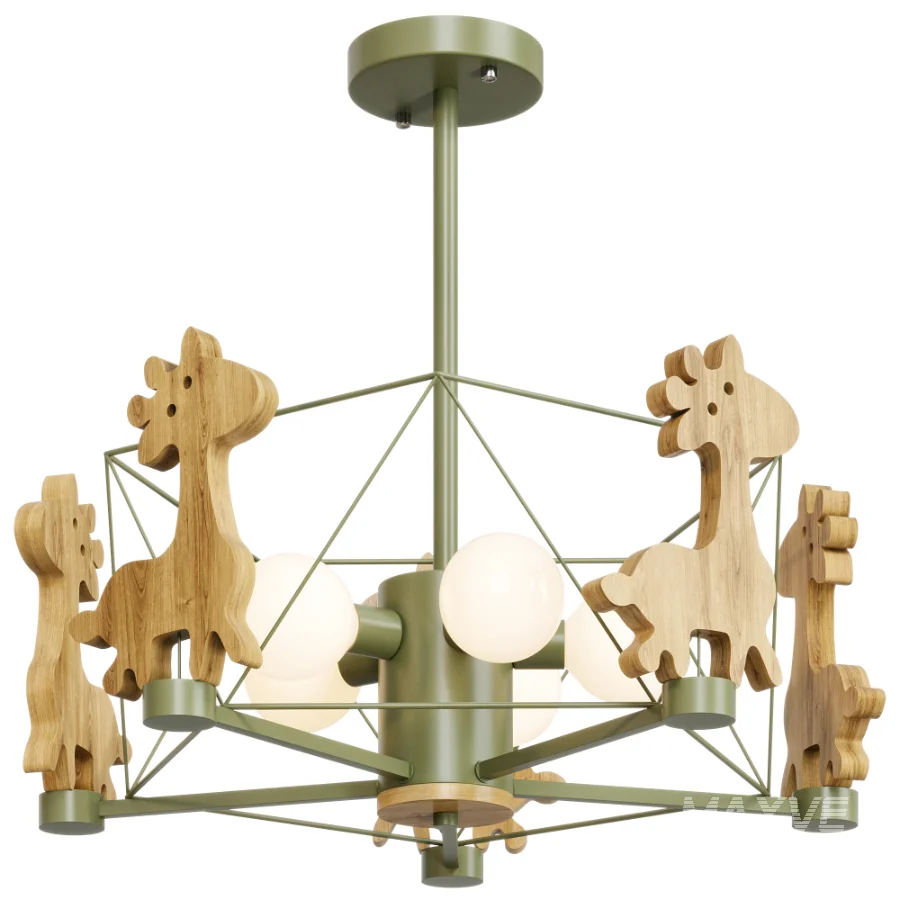 Lovely Deer Wooden Chandelier - Image 1