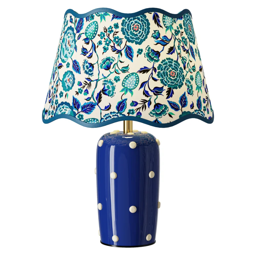 Cath Kidston Blue Strawberry Garden Scallop Spot Table Lamp - Image 1