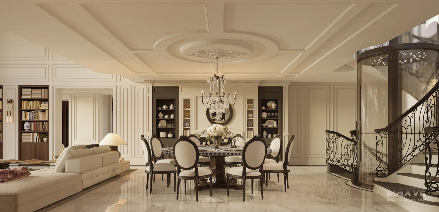 Luxury villa living room and dining room hallway - Image 5
