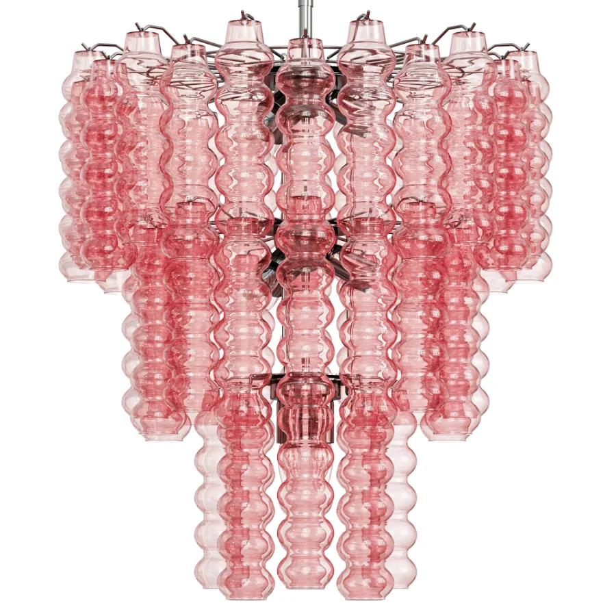 Murano Chandelier Curva Rosa 48 Tubes - Image 2