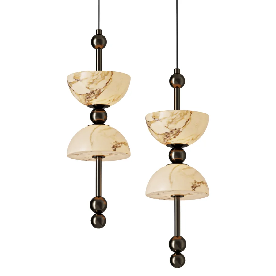Hozo Design Duo Alabaster Brass Pendant - Image 1